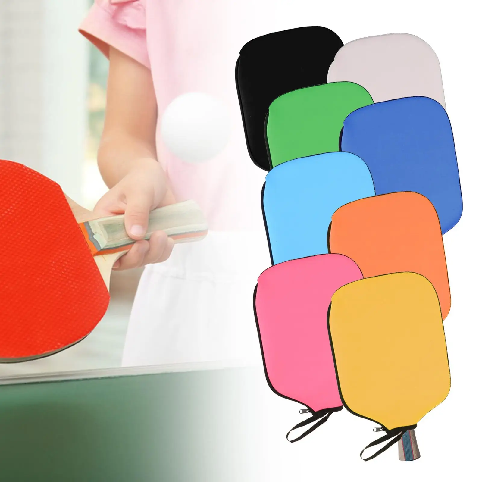 

Neoprene Paddle Cover Pickleball Head Cover Case Zipper Storage Accessories Racket Sleeve Racket Protector for Gift Training