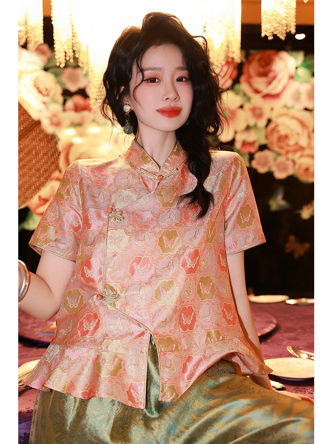 

Dangdang Somes "Baoxiang " Silk Gold Thread Dunhuang Murals Top Chinese Traditional Straight Cut ...