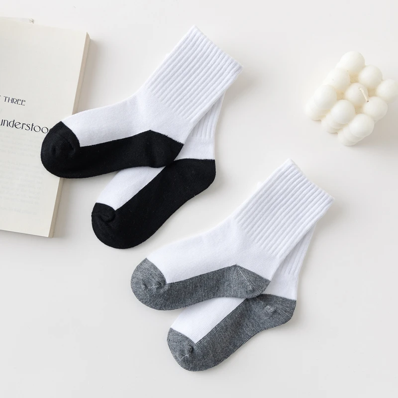 5 Pair Spring Autumn Children Socks 100% Cotton Girl Boy Baby Warm Soft White Black Gray For Winter 1-12 Year Kids Student Socks