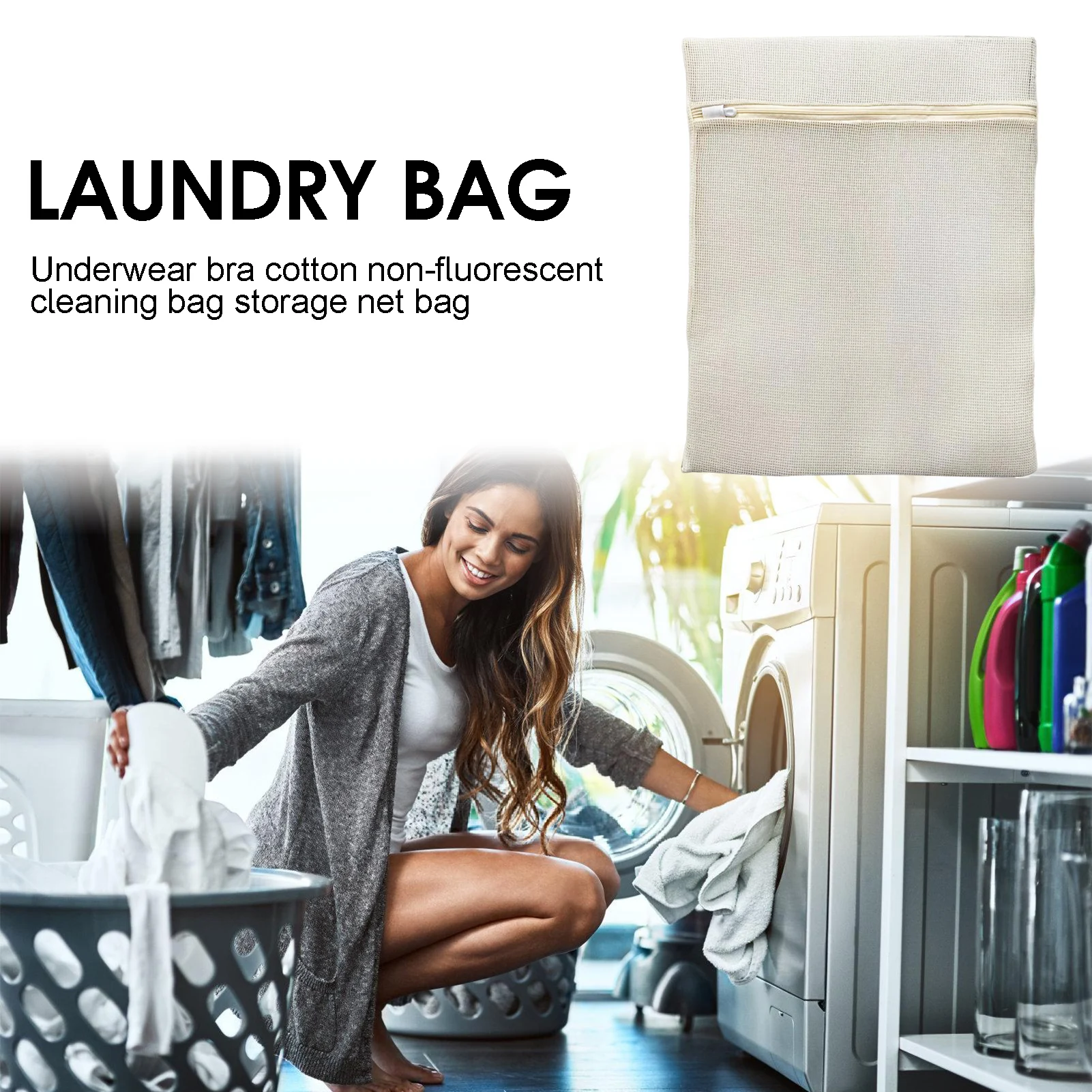 Protective Mesh Laundry Bag Thickened for Delicates Washing, Cotton Lingerie Wash Bag with Zipper for Baby Maternity Clothes