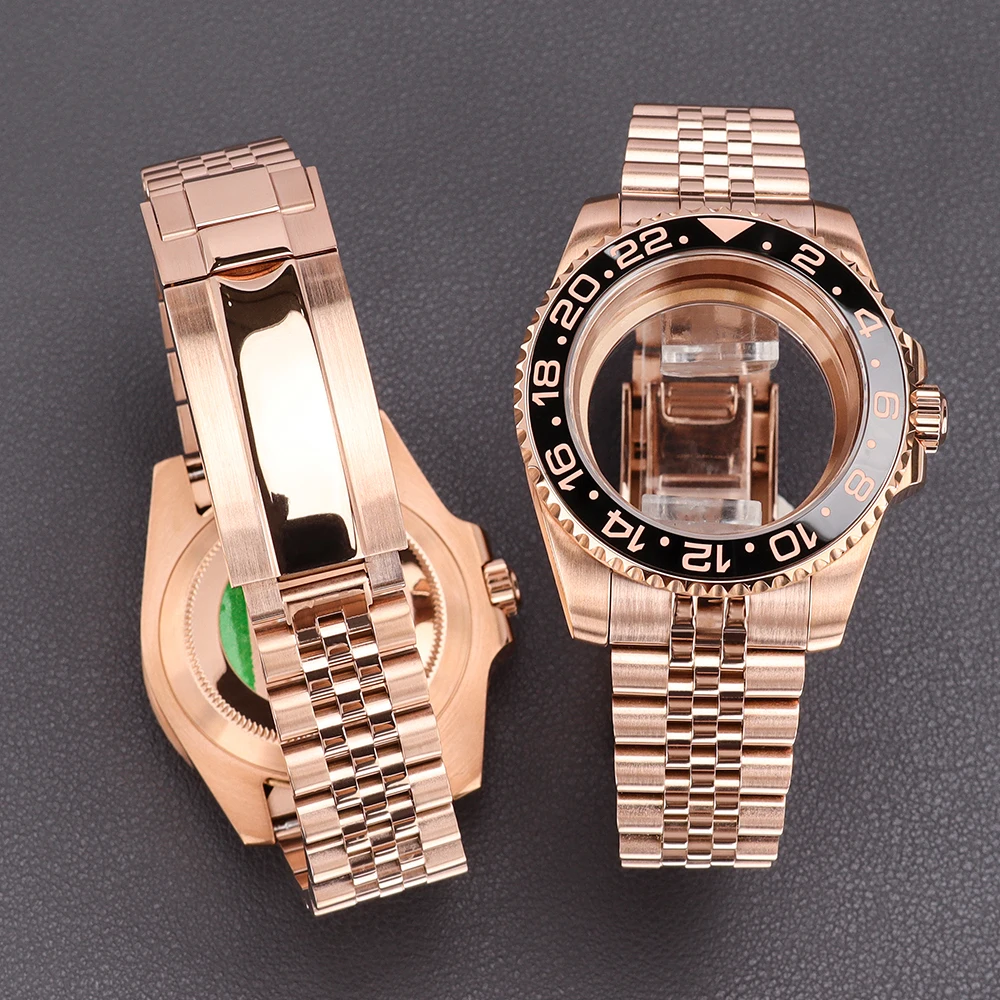 

for 40mm Diver Watch Case Jubilee Strap Sapphire For SUB gmt NH34 NH35 NH36 Miyota8215 ETA 2824 PT5000 Movement Watch Spare Part