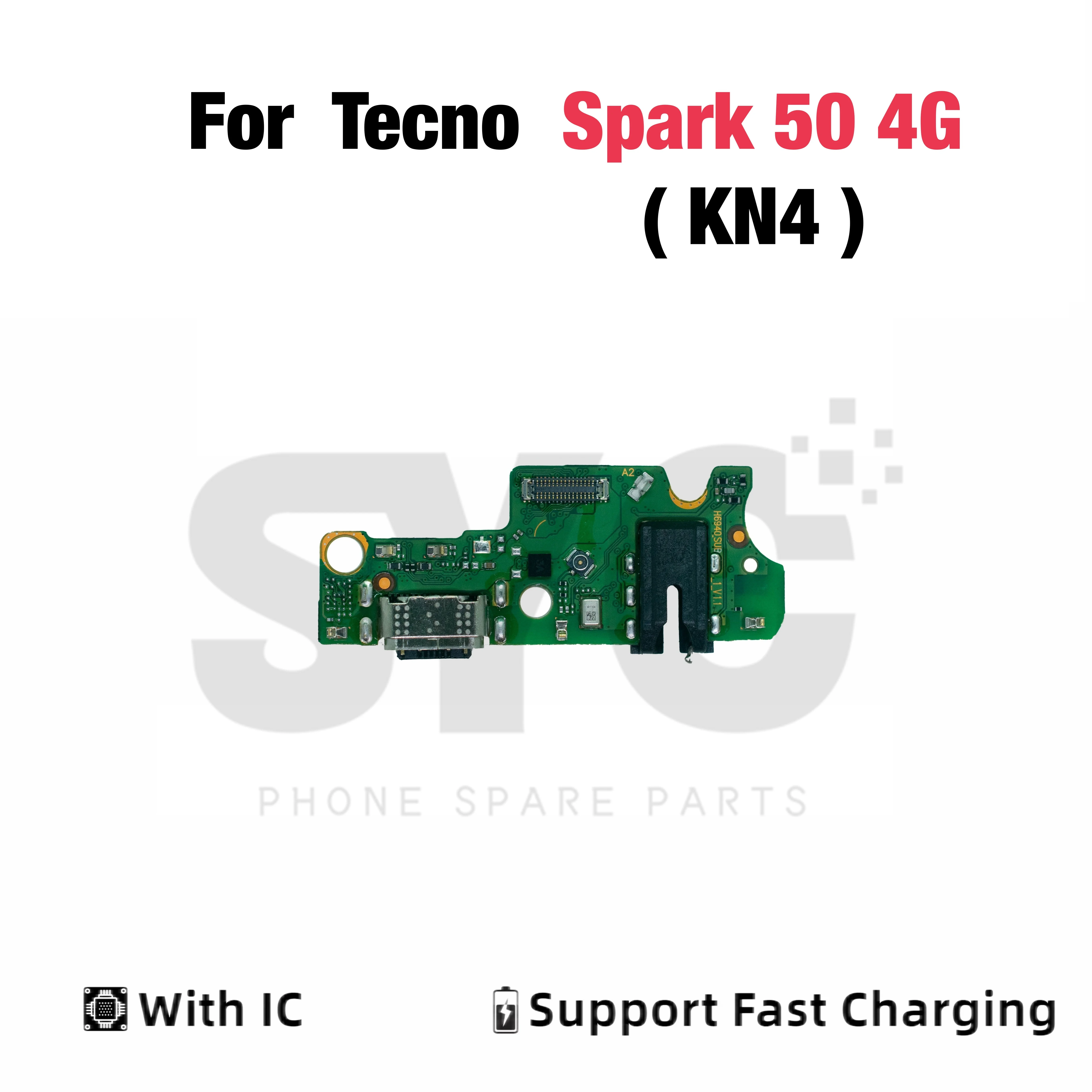 OEM with IC USB Port Charger Dock Connector Charging Board Flex Cable for Tecno Spark 50 4G KN4  Replacement Parts