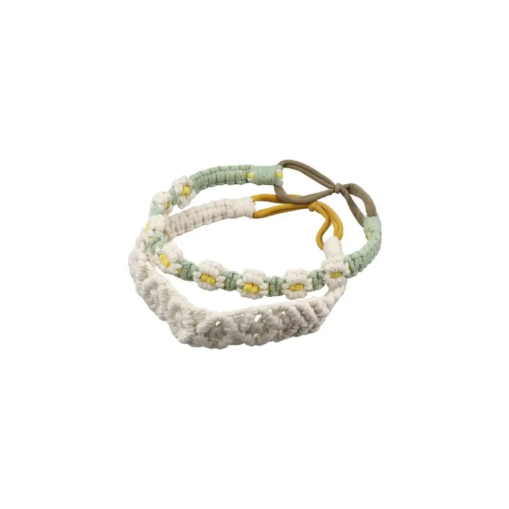 

Small Daisy Flower Ethnic Style Turban Elastic Hair Band Bohemian Headband Crochet Bandana Women Hair Scarf Macrame Hair Band