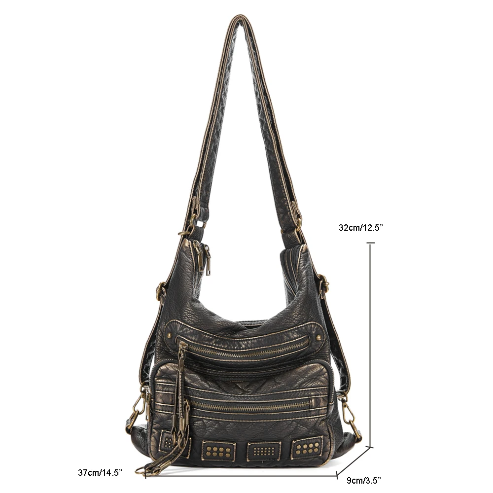 Designer Y2K Women Soft Shoulder Bag Motorcycle Handbag Multi-funtional Tote Bag Bronze Quality Bag for Women