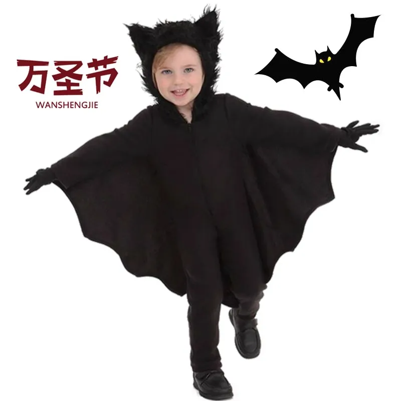 

New Foreign Trade Children's Halloween Bat Costume for Kindergarten Activities, Scary Vampire Bat Costume for Party, Masquerade, and Performance Wear