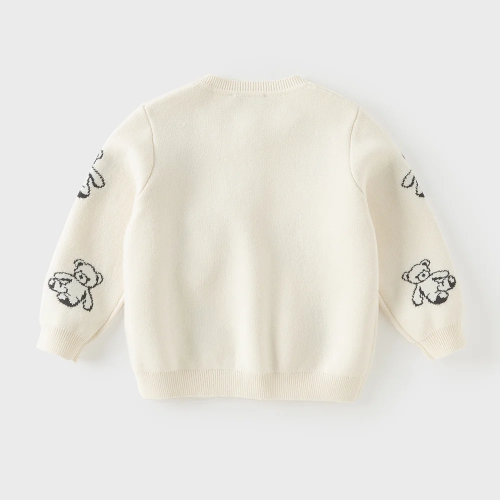 Dave Bella Bear Sweater Children Buttoned Cardigan Autumn Boys Clothing Coats Spring Fashion Gentle Luxury Pure Cotton DB3262607