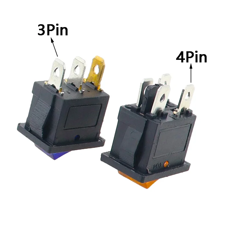 KCD1 Boat Car Rocker Switch 6A/10A 250V/125V AC ON-OFF on-off-on 250VAC 6A 125VAC 10A With Led Light 220V