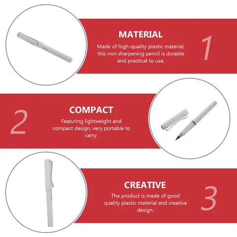 6 st icke-vässande bläckfria pennor plast lättviktiga skiss- och målningsverktyg för studenter kalligrafi 6 best sales icke-vässande penna - №5