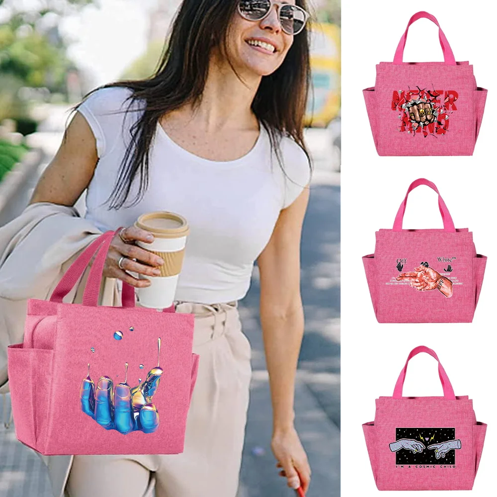 

Lunch Bag Cute Girls Insulation Cooler Bag Kid Pink Lunch Box Fruit Printing Series Picnic Portable Hand Storage Leakproof