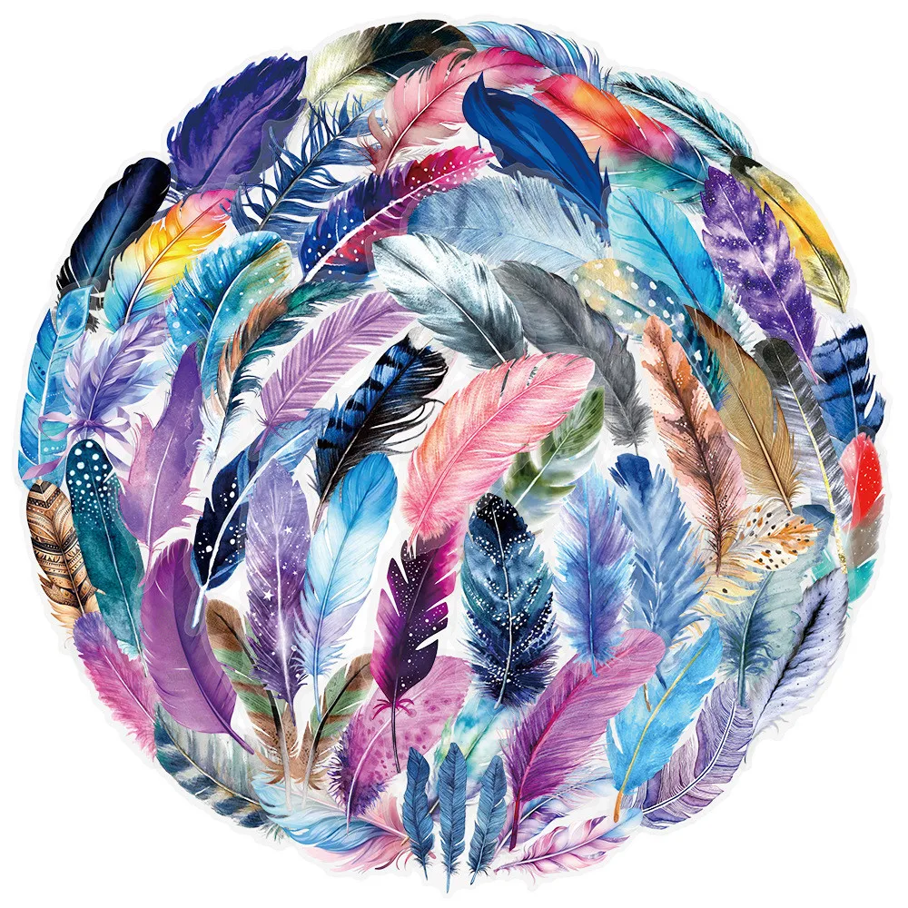 50Pcs Dreamy Feather Transparent Stickers – Waterproof Vinyl Decals for Phone Cases, Luggage & Journals Giajar Sticker Store