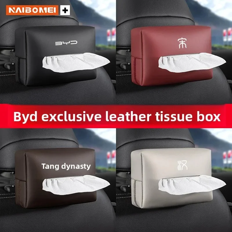 Large Capacity PU Leather Car Tissue Bag for BYD Seal Dolphin Yuan Plus Seal U Frigate 07 Tang EV Han EV Song Auto Accessories