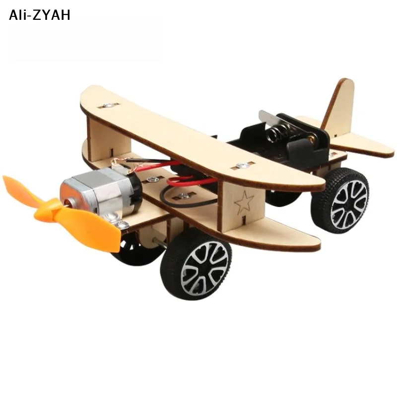 1 Set Holzpuzzle-Spiele DIY Flugzeug Wissenschaftsspielzeug Kinder Lernspielzeug STEM-Kits Technologie Experimentierwerkzeug Schulbedarf