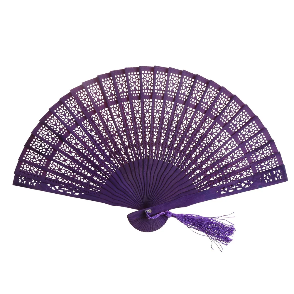 1PCS Fashion Wedding Hand Fragrant Party Carved Bamboo Folding Fan Chinese Wooden Hand Fan