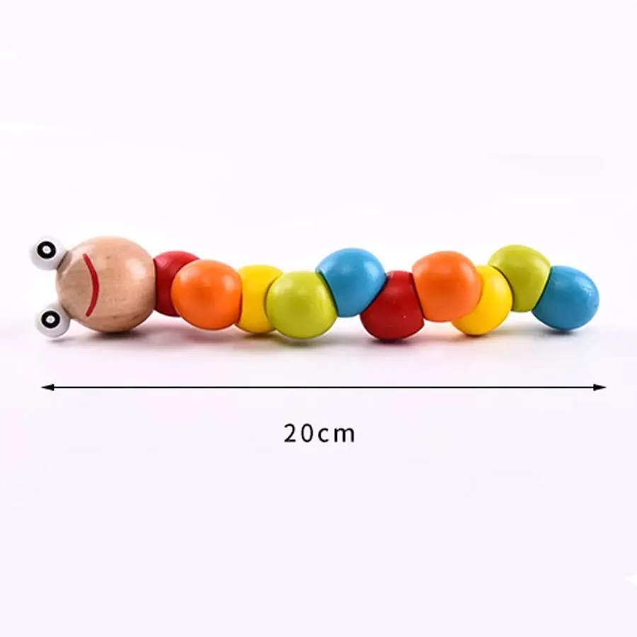 Children's Puzzle Toy Simulation Wooden Twisting Caterpillar Clock Tapping Piano Winding Beads Rainbow Tower Gift