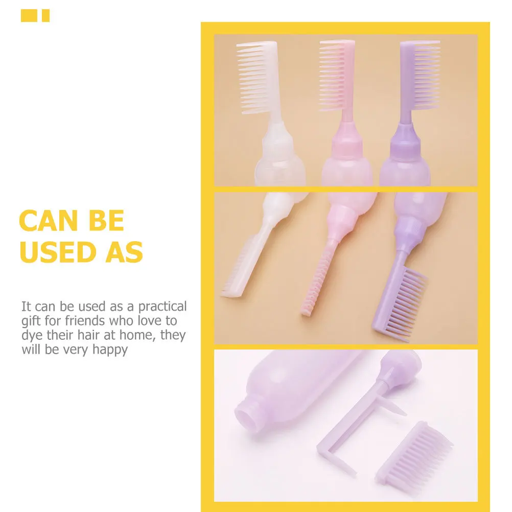 

3 шт., бутылки для окрашивания волос, гладкая поверхность, безопасные, удобные для домашнего салона, расческа, бутылка с корнем, расческа, аппликатор, бутылки