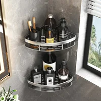 HOShelf-Étagère de douche T1 en alliage d'aluminium, étagère de rangement de cuisine, accessoires sans perceuse 3