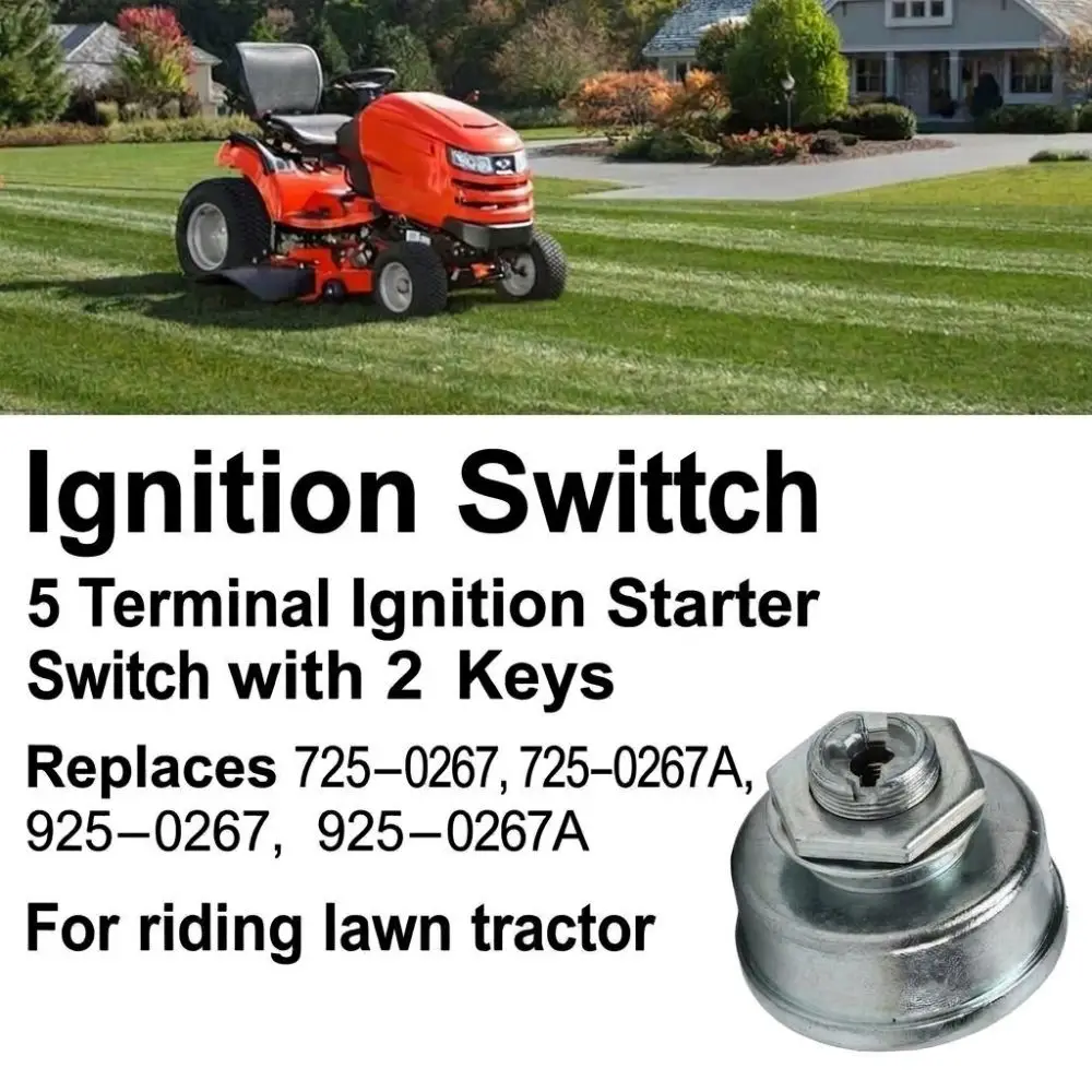 5 Terminal Ignition Switch Metal Construction Replacement Part Lawn Mower Switch 2 Keys Included Starter Switch