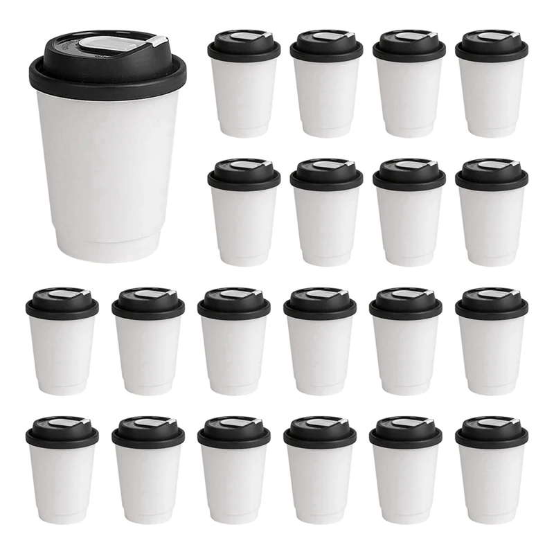 Double-Layer Disposable Coffee Cups With Lids, Insulated Paper Cups For Hot Beverages, Perfect For Takeaway & Catering