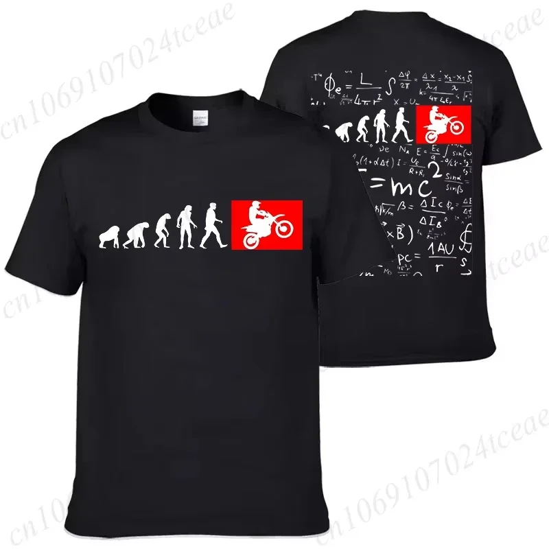 Human Evolution Motocross Design T-shirt for Men Autocycle Motorbike Speedometer Personalized Print Game Black Tees Vintage Tops