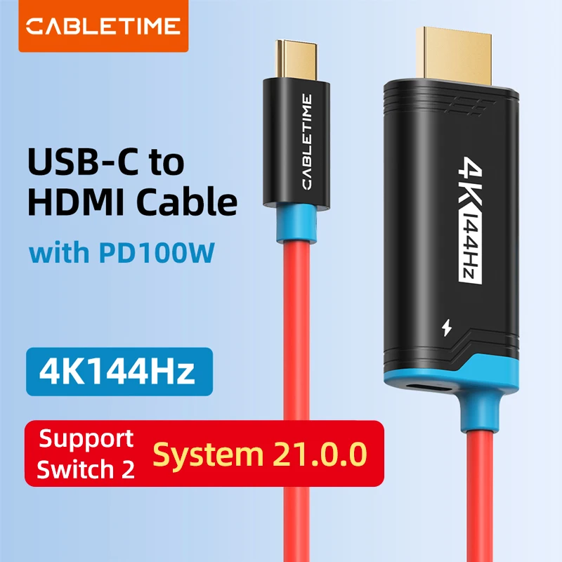 �y�Z�[�����zCABLETIME Switch 2 �h�b�N�X�e�[�V���� �|�[�^�u��TV�h�b�N 4K144Hz USB C to HDMI�P�[�u�� PD 100W�A�_�v�^�[ Switch 2/1 OLED�APS4/5�Ή�