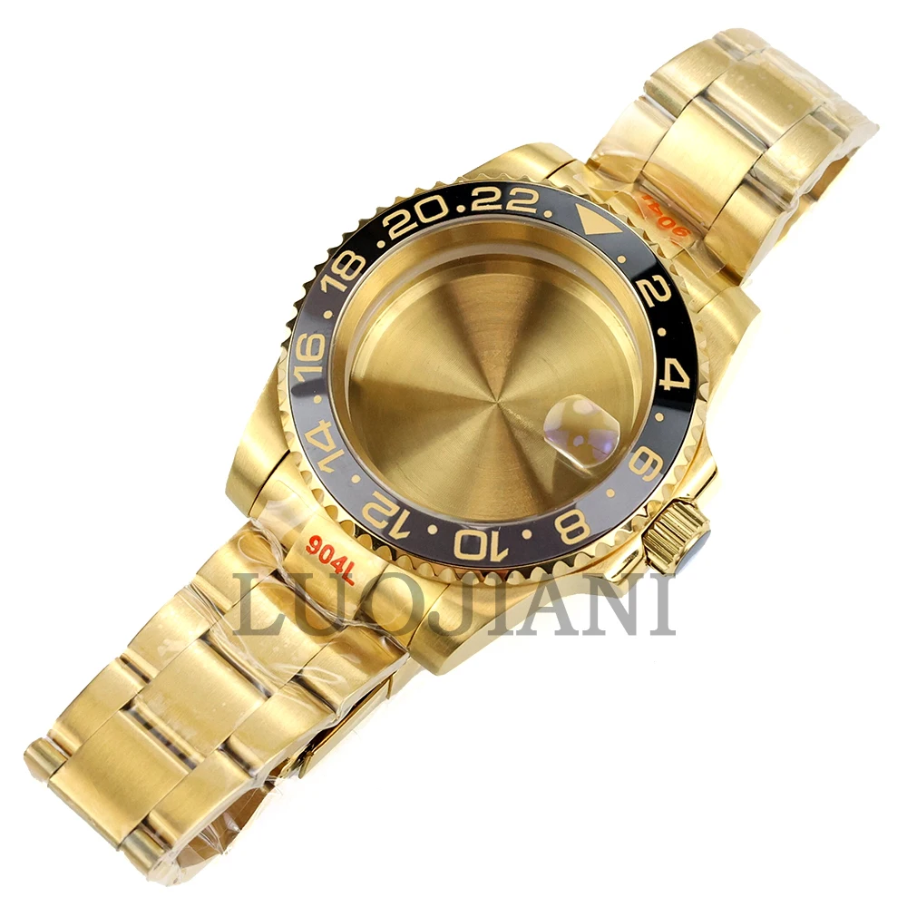 

Gold Watch Case 40mm Nh35 Watch Parts Fit Yacht- Master Nh34 Nh35 Nh36 Nh38 Movement 28.5mm Dial SUB GMT Case Oyster Bracelet
