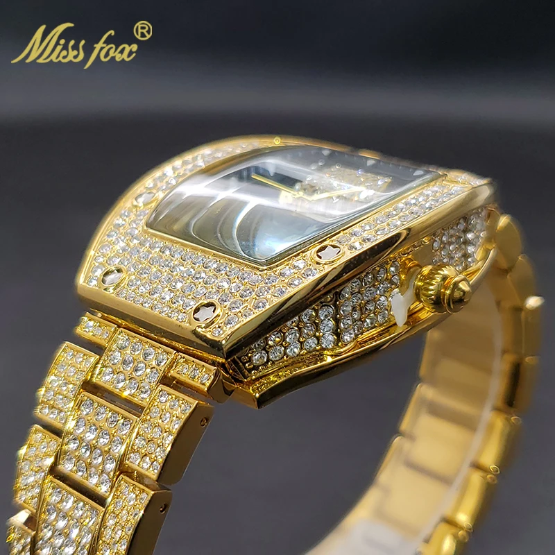 Gold Big Men\'s Watch Luxury Classic Zircon Cool Hip Hop Quartz Men Watches Large Dial Iced Out Diamond Wristwatches Dropshipping