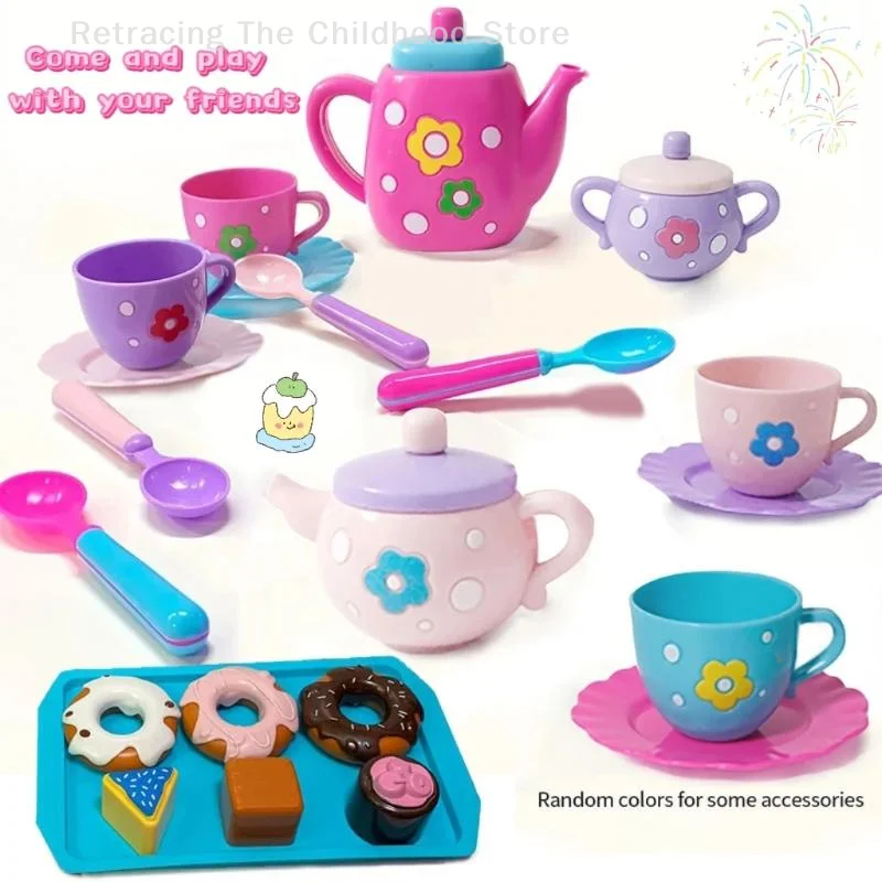 1 conjunto de casa de bonecas simulação bule xícara de chá comida fingir jogar modelo brinquedo cozinha chá da tarde brinquedos para menino menina presente aniversário