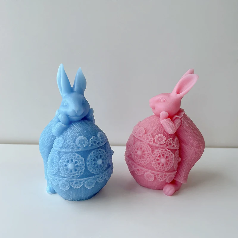 3D Creative Candle Silicone Mold DIY Easter Rabbit Egg Scented Plaster Bunny Mold Epoxy Resin Gypsum Form Mould