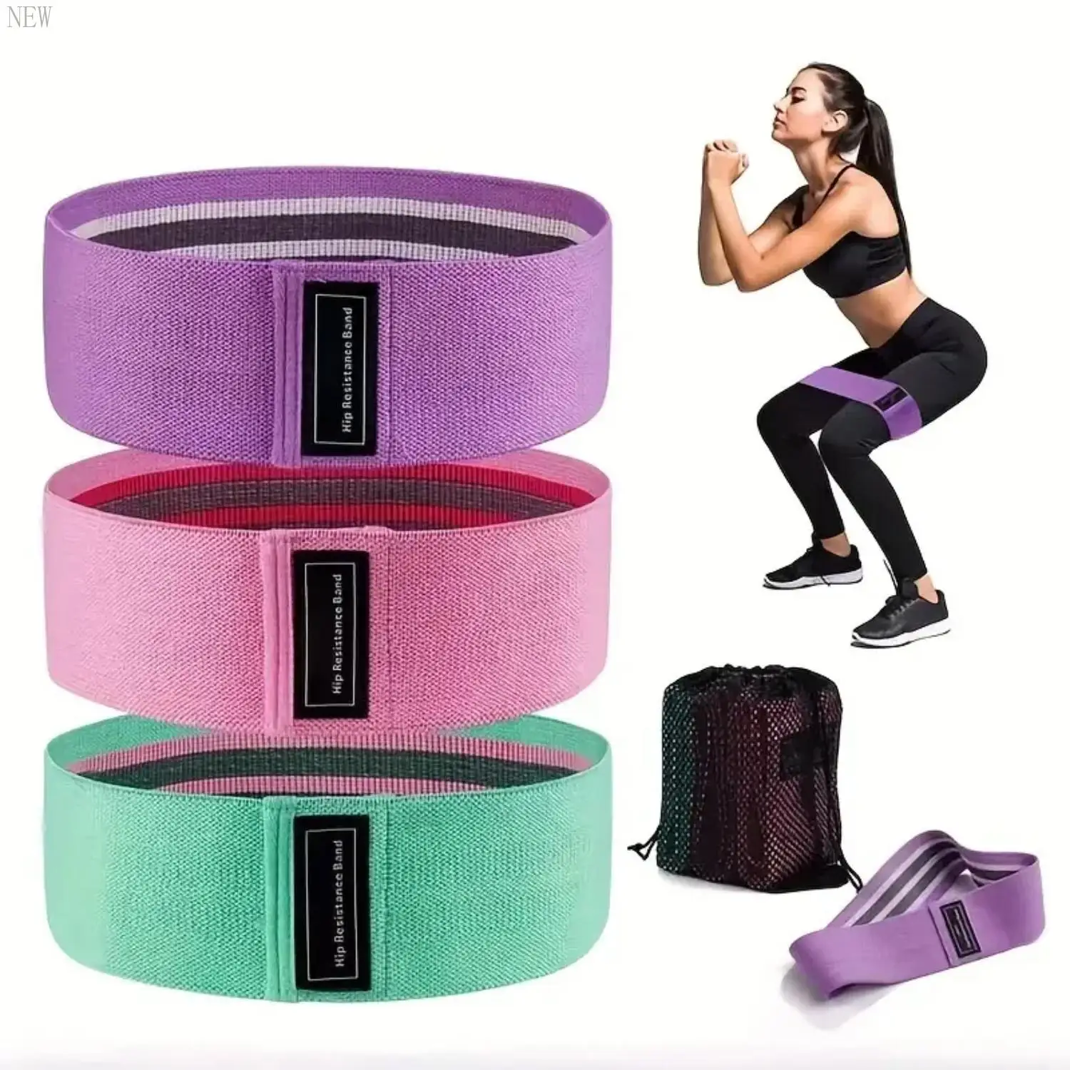 Conjunto de elásticos de resistência para ioga e pilates, elásticos para exercício, com resistência diferente, novo, 3 peças