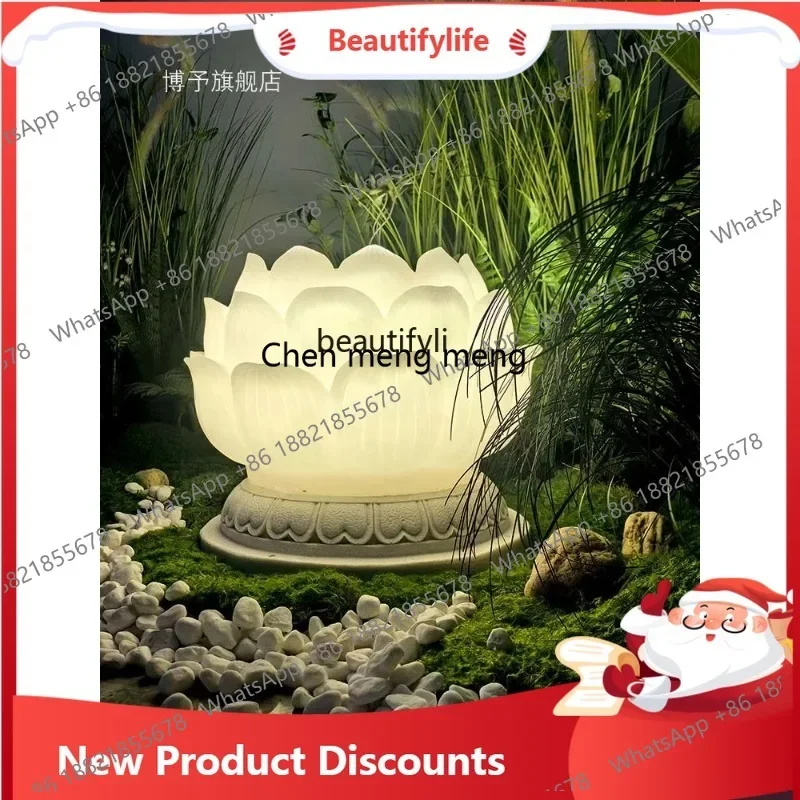 03 Solar stigma lamp Villa courtyard decoration lotus lamp Outdoor waterproof garden landscaping Zen lotus lawn lamp
