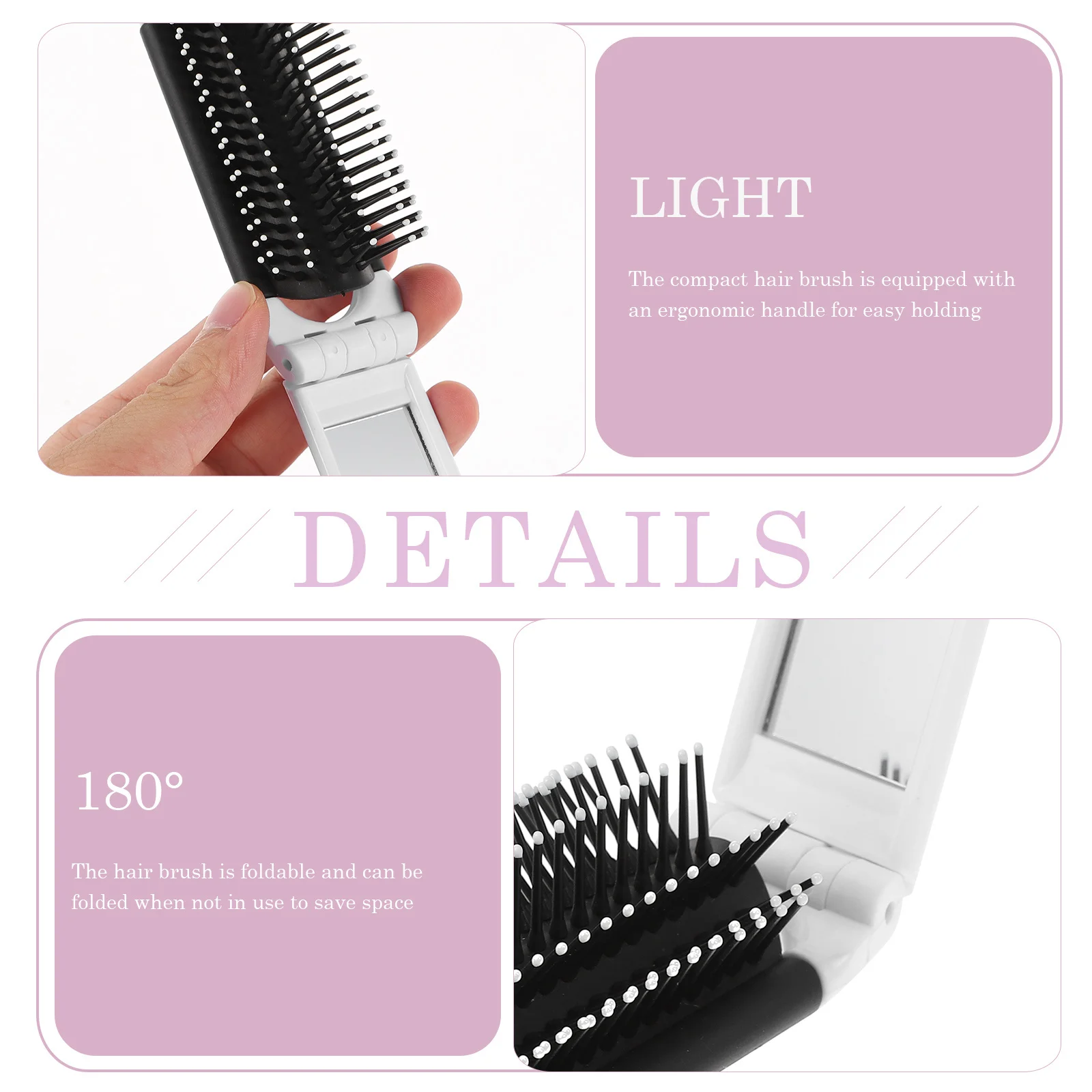 

5Pcs Foldable Portable Mini Hair Combs Travel Detangling Combs Compact Mirror Styling Tools Hairdressing Tools
