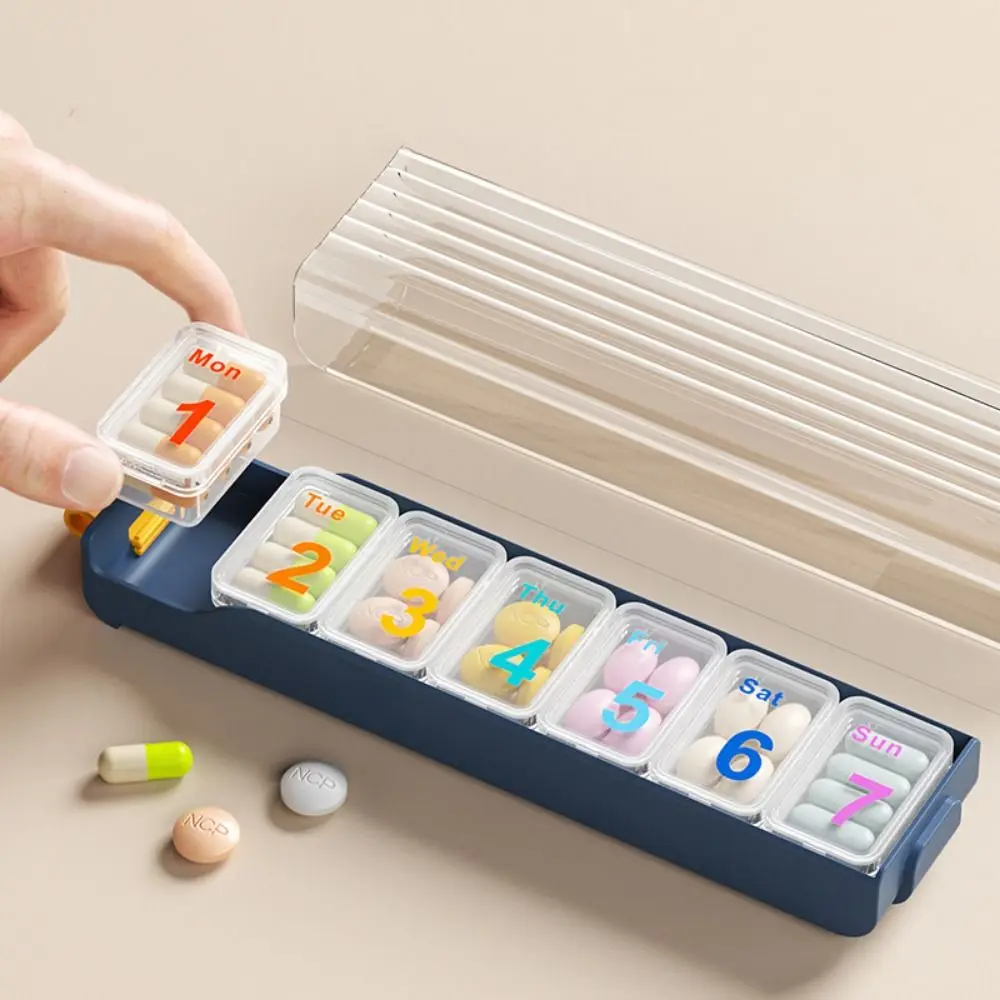 Multi-purpose Plastic 7 Days Pill Box Multi Grids Dustproof Pills Storage Box Small with lid Pill Case for Home