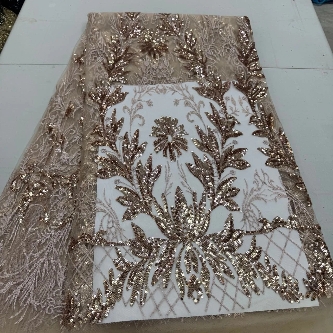 

Новинка 2025 года, африканская нигерийская гипюровая вышивка, блестки, высокое качество для шитья платьев, тюль, кружевная ткань, 5 ярдов, JY503