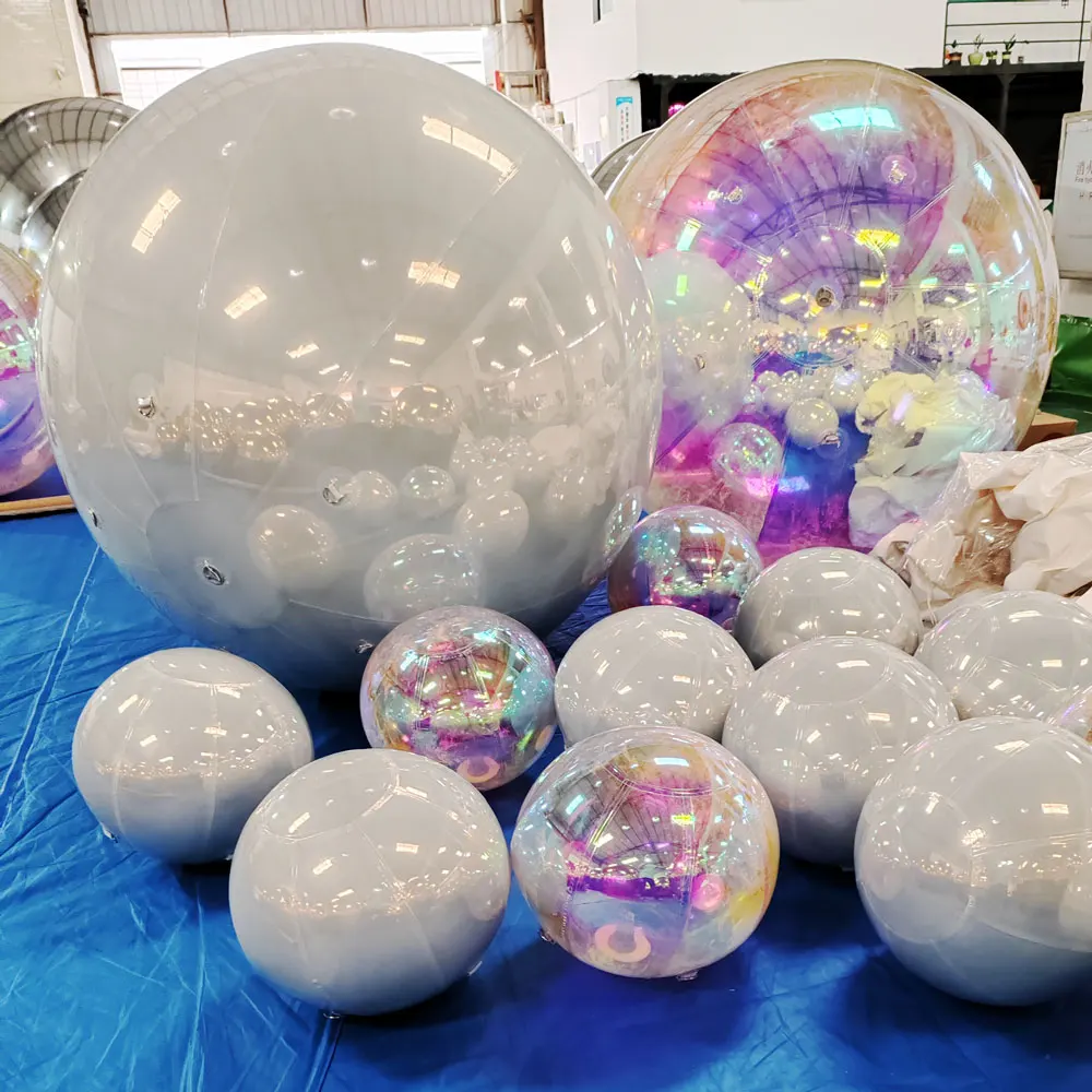 

Wedding Stage Decoration Large Disco Inflatable Mirror Spheres Sliver Red Iridescent Balls pink rainbow Mirror Ball