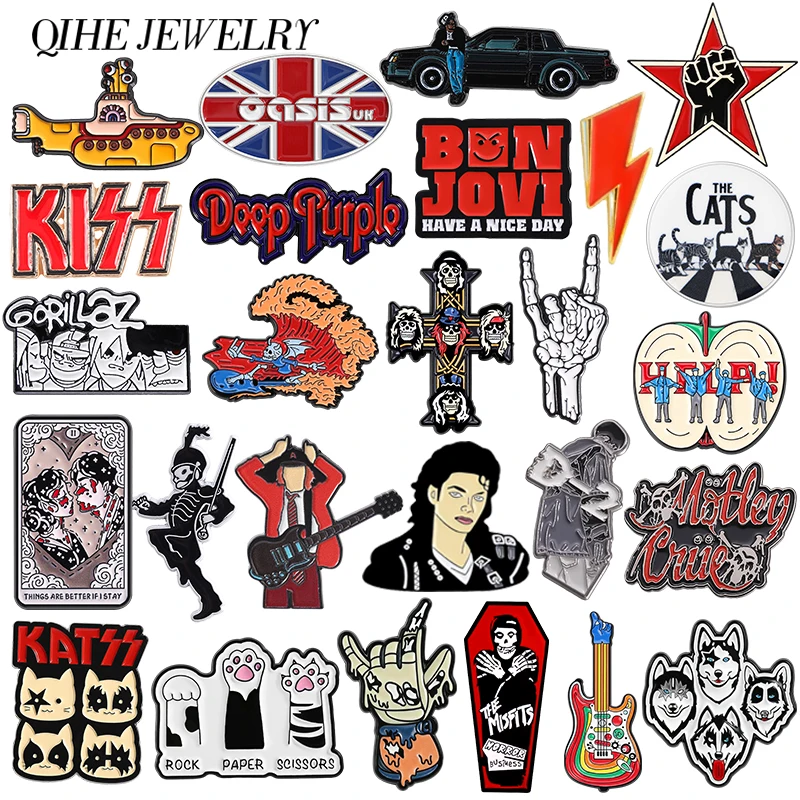 Pins de esmalte duro de banda de punk rock, diseño de mano de esqueleto, broche de álbum de música heavy metal, insignia de solapa, regalos de joyería para fans y amigos