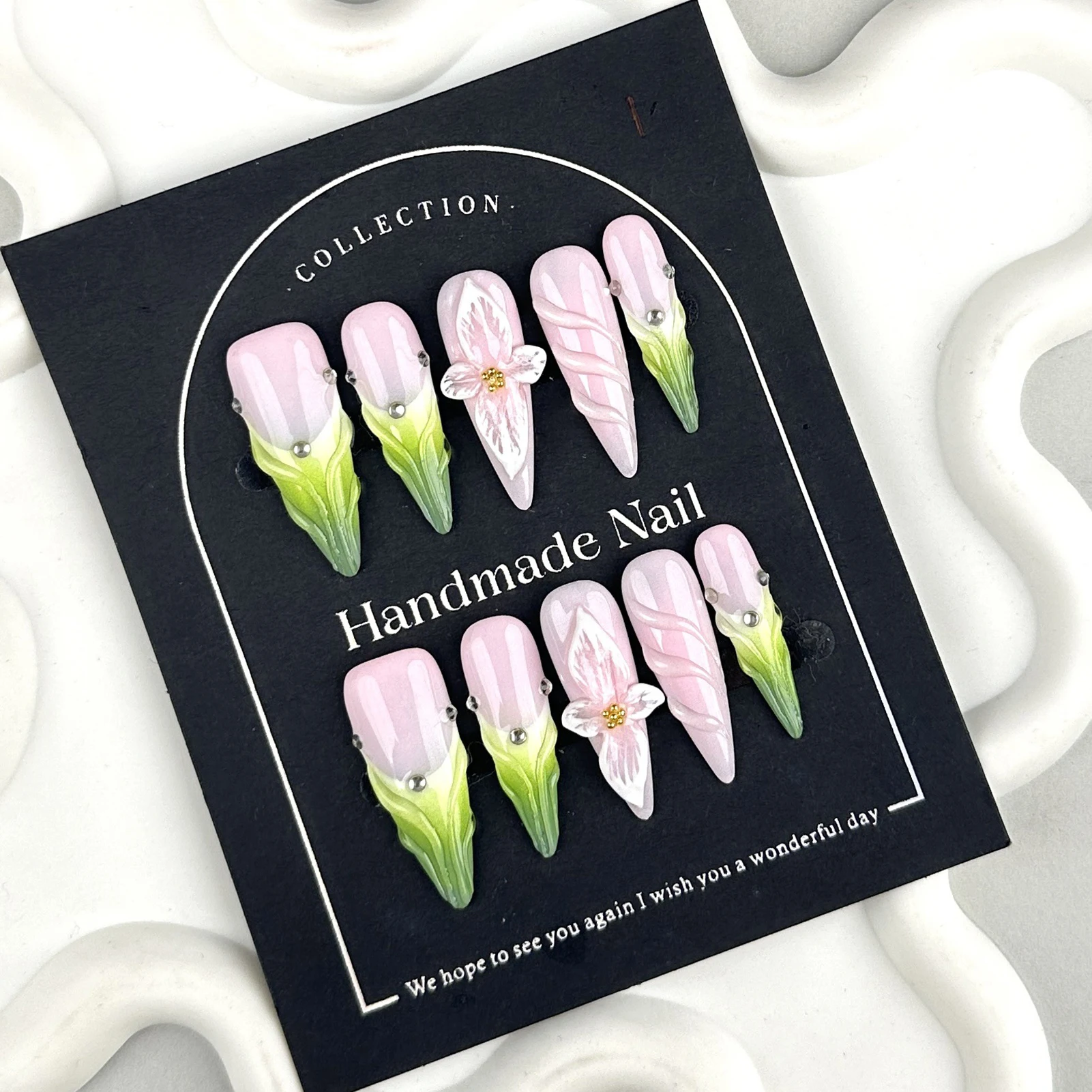 

Миндалевидные 3D цветочные художественные накладные ногти 10 шт. ручной работы DIY накладные ногти из смолы для женщин DIY дизайн ногтей