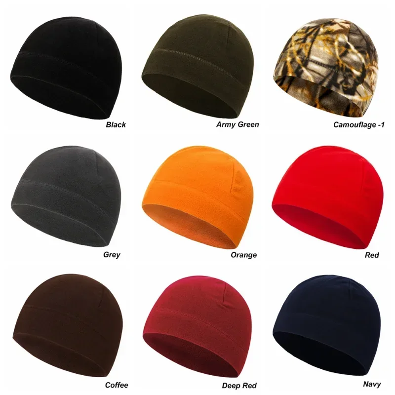 Winter Men's Outdoor Sports Camo Fleece Hat Beanie Women's Warm Thermal Motocycle Bicycle Helmet Inner Caps Running Ski Bonnet