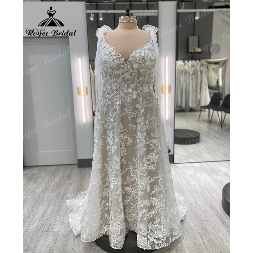 Plus Size Full Lace Floral Plus Size Wedding Dress for Women 2024 Backless bridal robes wedding Gown Custom Made abiti sposa