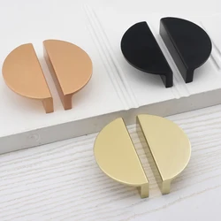 Half Moon Cabinet Door Pull Modern Moon Shape Closet Handles Black Brass Gold Wardrobe Semicircle Knobs Furniture Handles