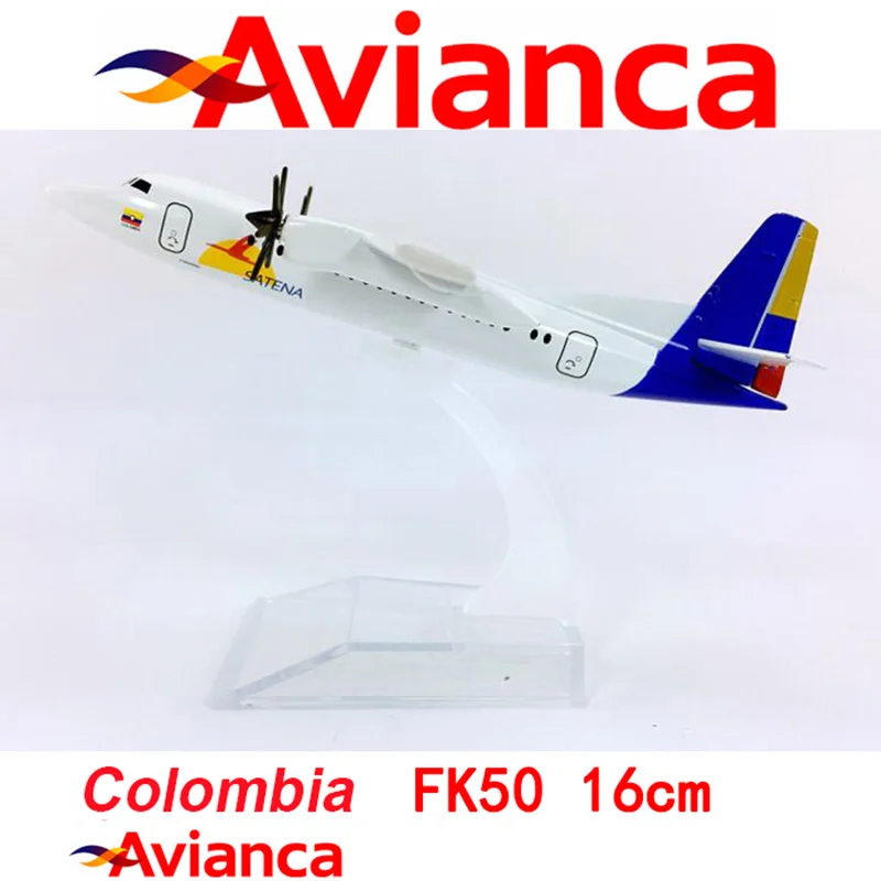 16CM 1:400 FK50 F-50 Colombia Satena AVIANCA airlines with base alloy metal aircraft plane collectible display model collection