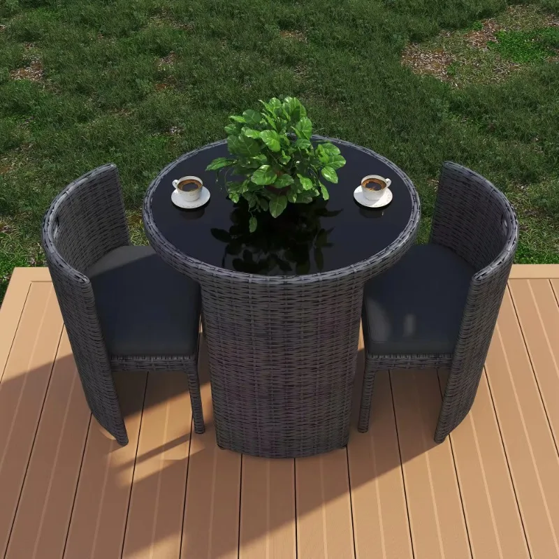 Terrace Balcony Furniture Three-piece Rattan Outdoor Cafe Table and Chair Two-piece Set