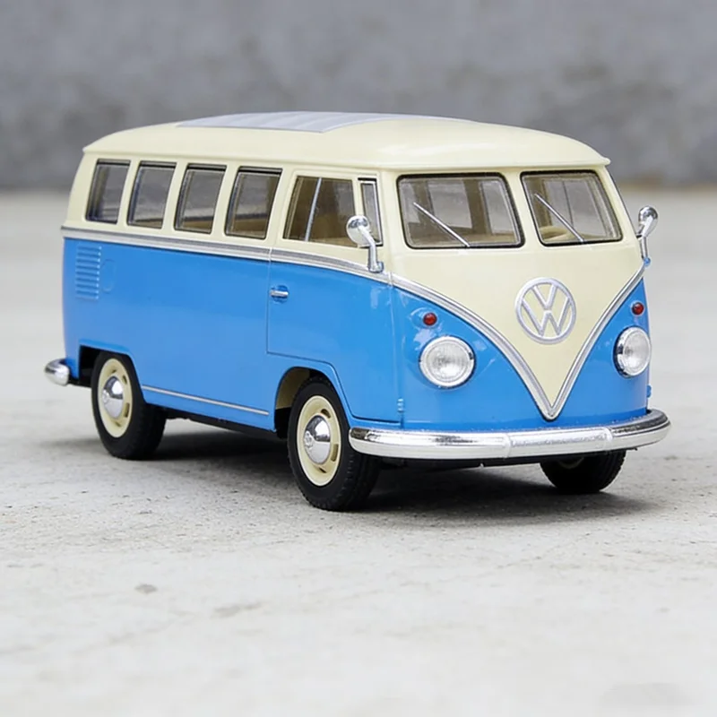 

Модель автобуса Welly 1:24 Volkswagen T1 BUS 1963, литая металлическая игрушка, высокодетализированная модель городского автобуса, подарок для детей