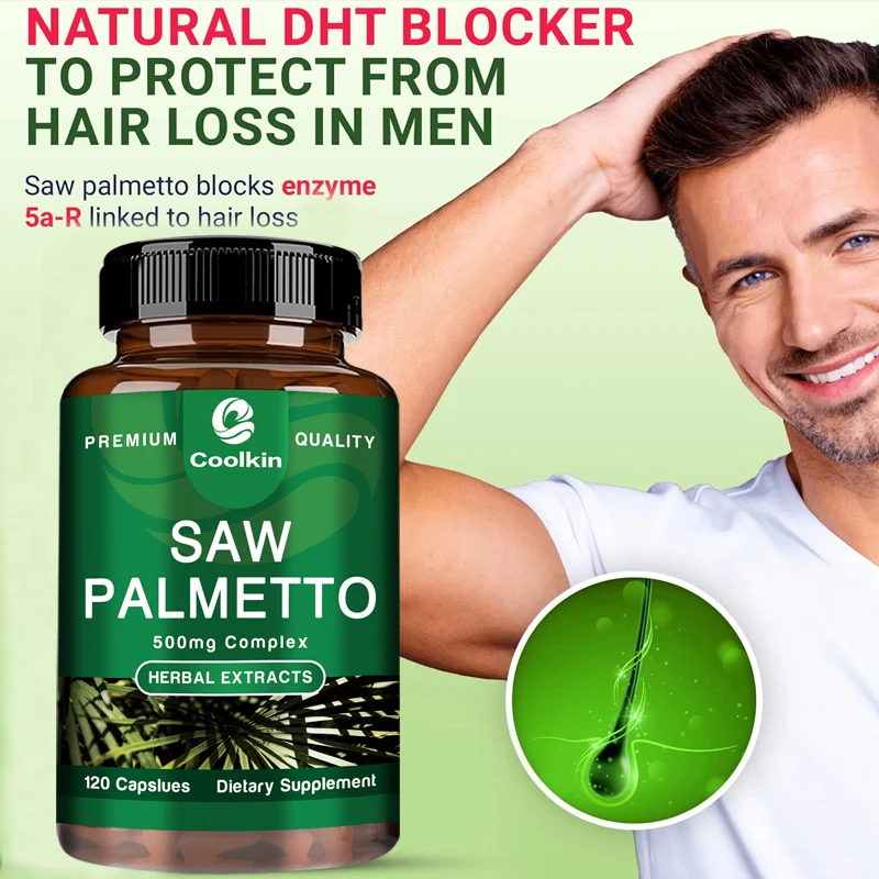 Saw Palmetto Capsules - Help Promote Prostate Health, Relieve Hair Loss & Regulate Hormonal