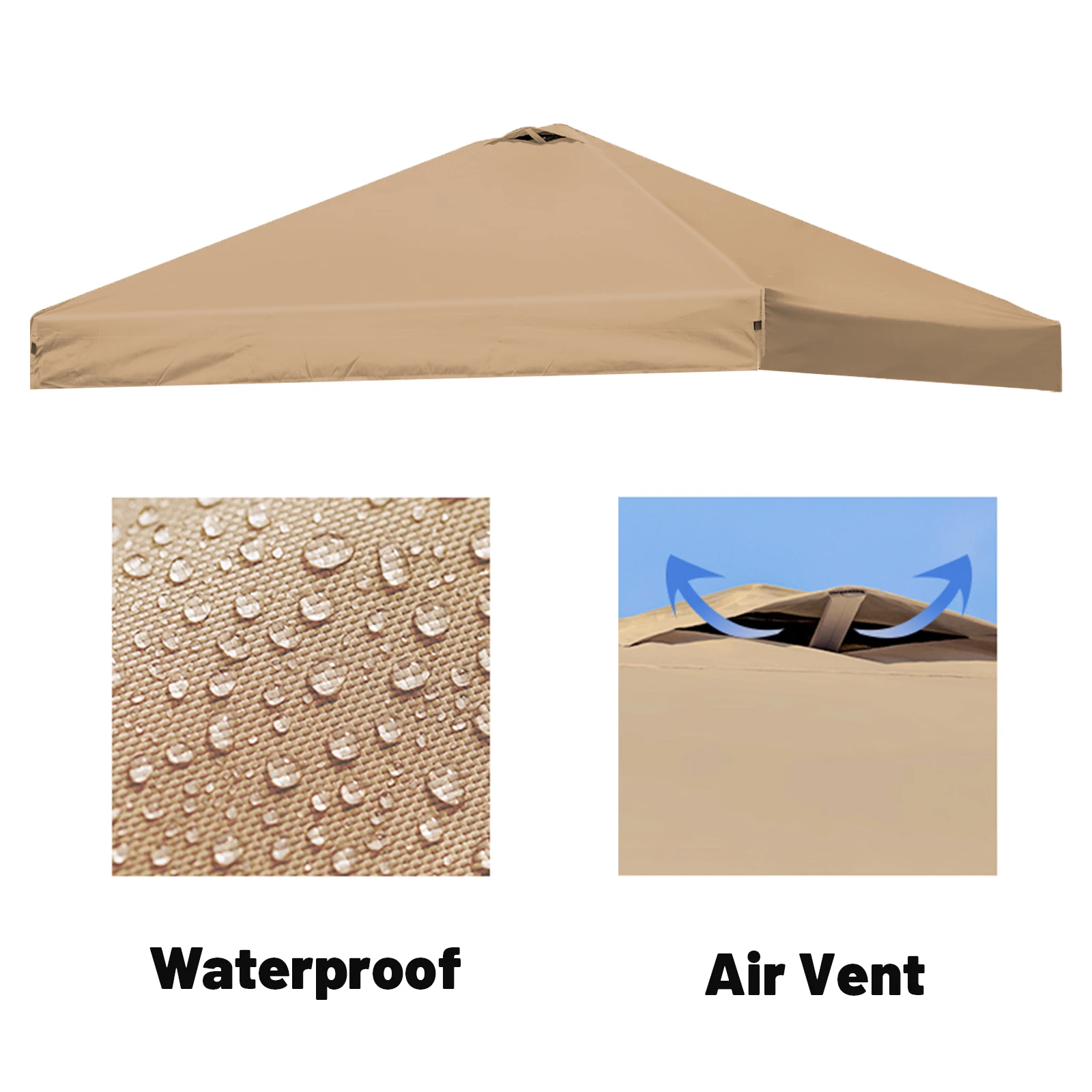 10x10 Pop-Up-Zelt-Ersatzdach mit Belüftung, wasserdicht, für Garten, Terrasse, Pavillon, Sonnenschutz – Detail 1