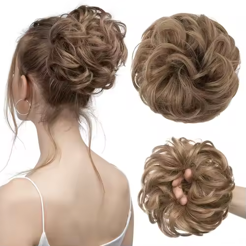 Synthetic Messy Hair Bun Extensions Big Curly Elastic Hair Scrunchies Hairpieces Chignon Donut Updo Hair Pieces for Women - Image 42