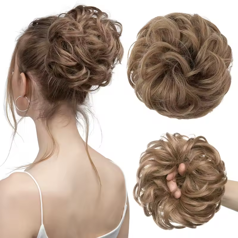 Synthetic Messy Hair Bun Extensions Big Curly Elastic Hair Scrunchies Hairpieces Chignon Donut Updo Hair Pieces for Women - Image 42