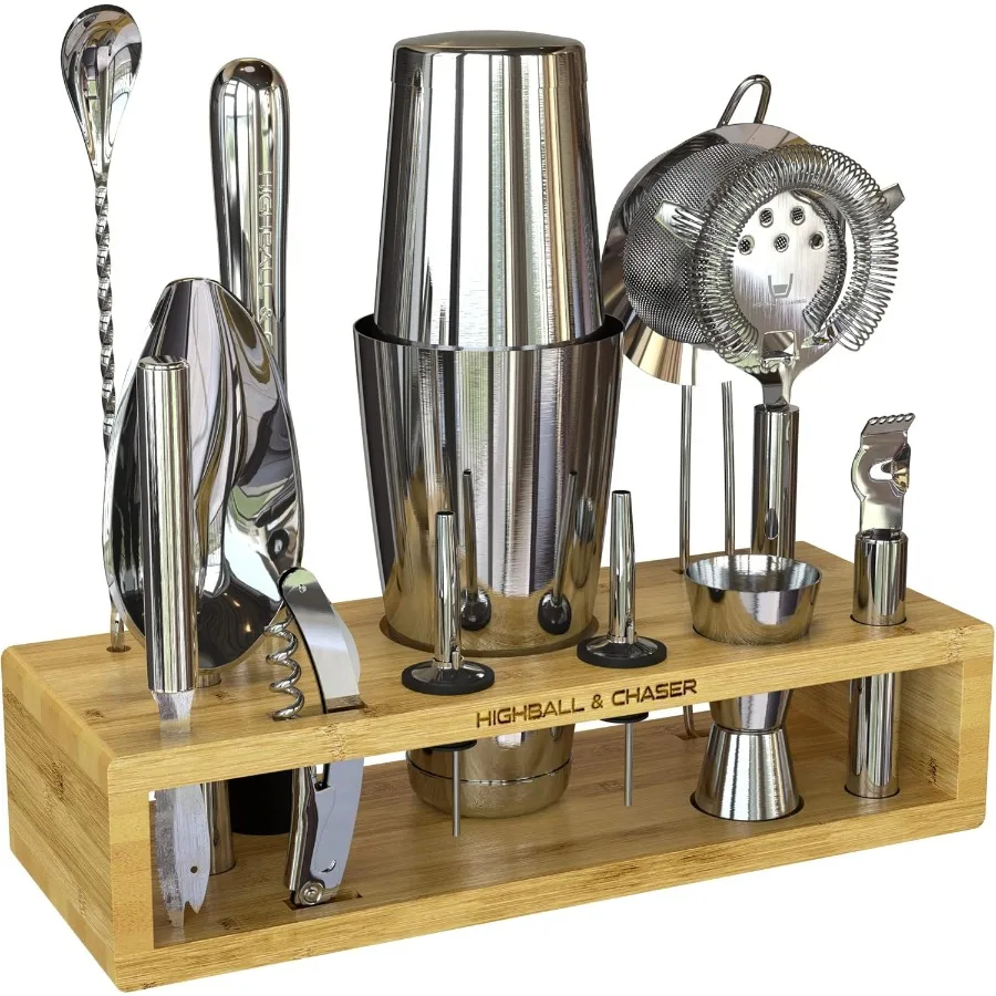 

13Piece Boston Cocktail Shaker Set Stainless Steel Mixology Bartender Kit With Stand For Home Bar Cocktail Set Laser Engraved C