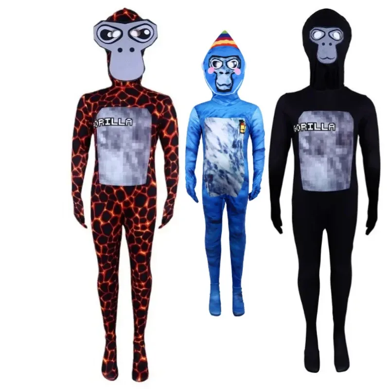 VR Game GGorilla Tag Monke Monkeys Kids Boy Girl Kawaii Halloween حفلة عيد ميلاد زي تنكري مع قناع/T/بدلة صيفية