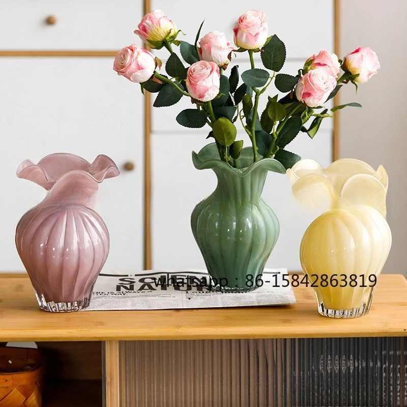 Simple and Modern Office Desktop Vase Large Diameter Hydroponic Vase White Ceramic Vase Flower Pot Dried Flowers