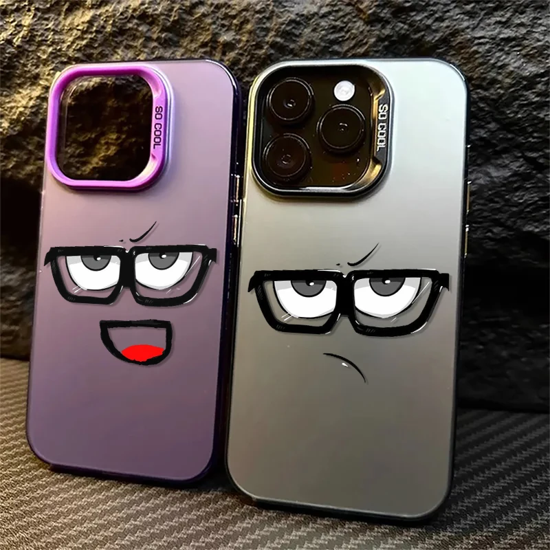 Eyes Man Humor For iPhone 15 14 13 12 11 Pro Max XS Max X XR 7 8 Plus 6S Fashion Colorful Silver Phone Case